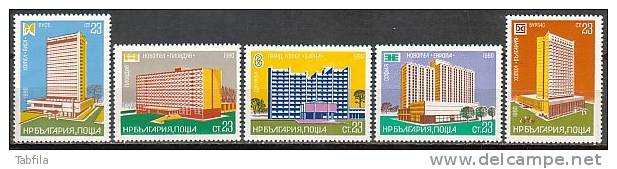 BULGARIA \ BULGARIE - 1980 - "Interhotels" - Tourisme - Arhitecture - 5v** - Nuevos