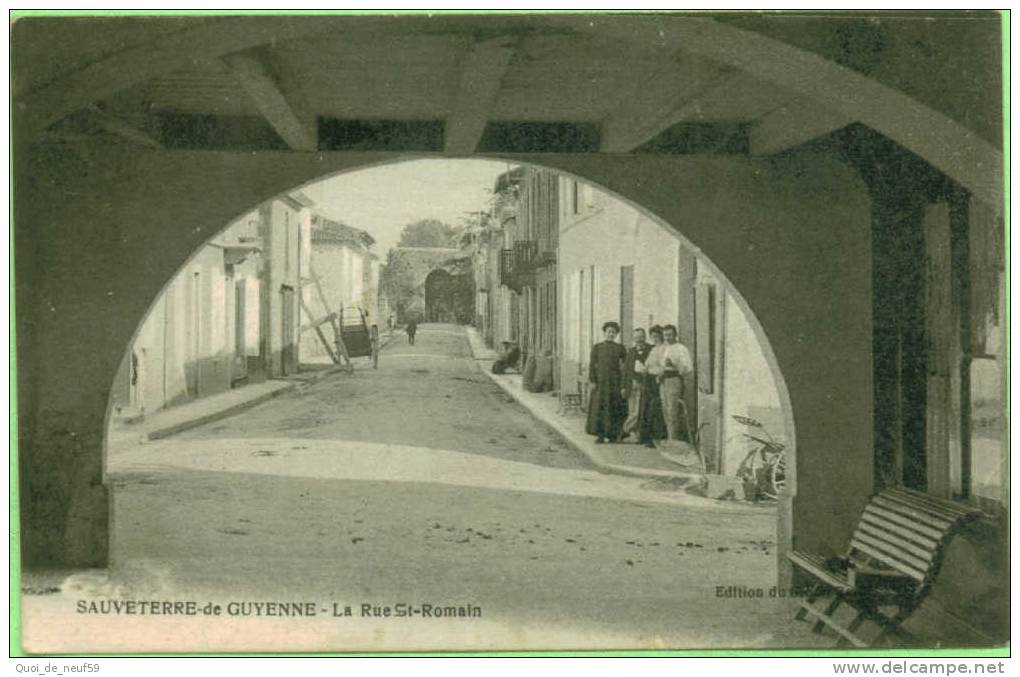 BK 3301 TOP SAUVETERRE DE GUYENNE LA RUE SAINT ROMAIN ANIMEE 1917 - Langon