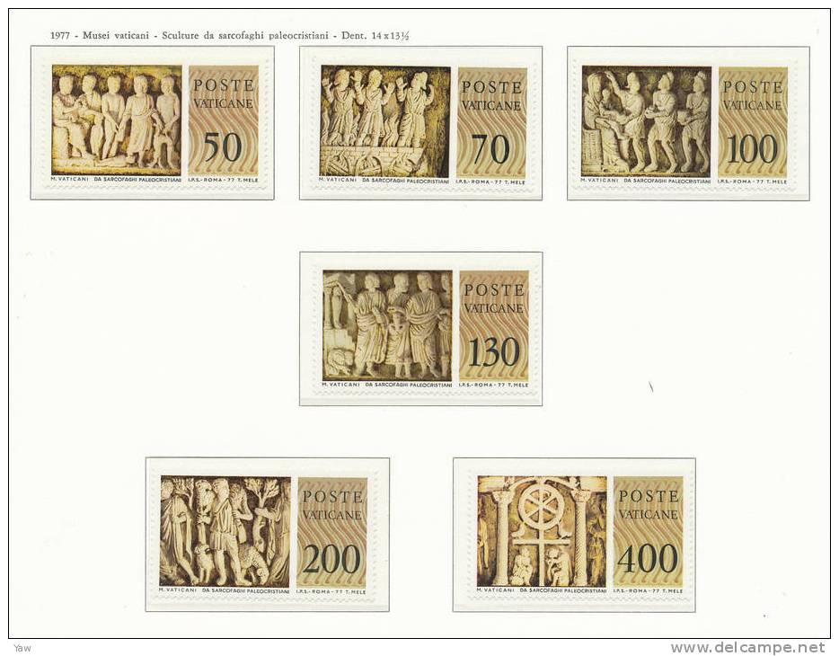 VATICANO 1977 MUSEI VATICANI. SARCOFAGHI PALEOCRISTIANI 250-350 D.C. SERIE COMPLETA MNH** - Nuevos