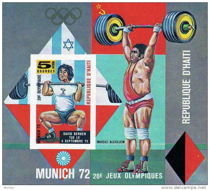 Eröffnung Sommer-Olympiade 1972 München Haiti Block 50 ** 16€ Imperforiert M/s Gewichtheben D.Berger Israel Bloc America - Weightlifting