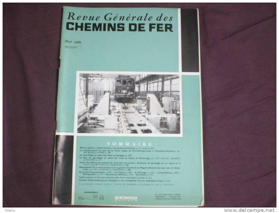 ANCIENNE REVUE GENERALE DES CHEMINS DE FER  ANNEE 05/1960 - Trenes