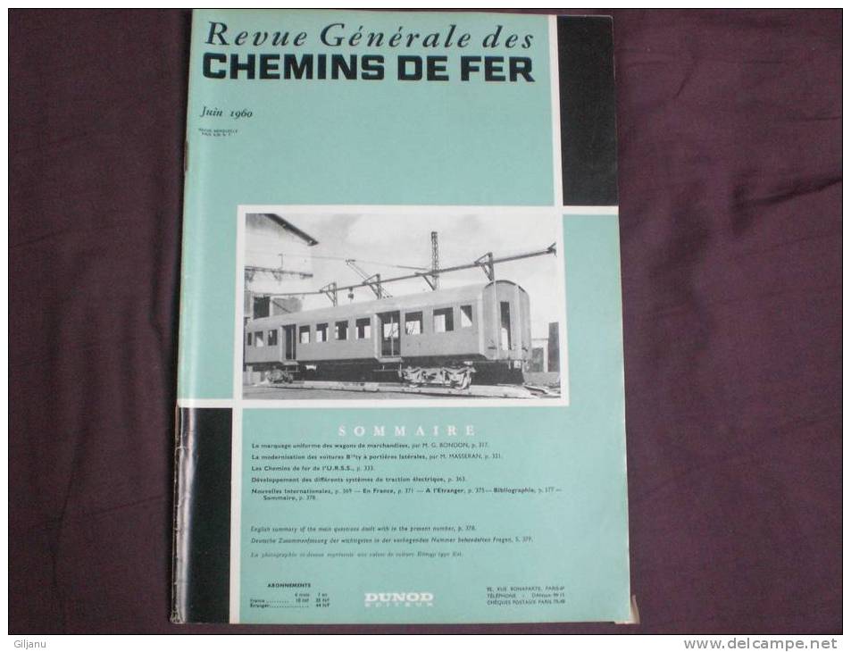 ANCIENNE REVUE GENERALE DES CHEMINS DE FER  ANNEE 06/1960 - Trains