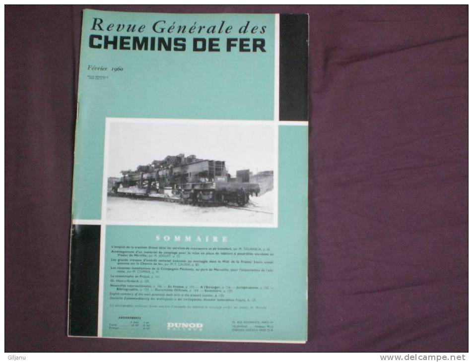 ANCIENNE REVUE GENERALE DES CHEMINS DE FER  ANNEE 02/1960 - Trenes