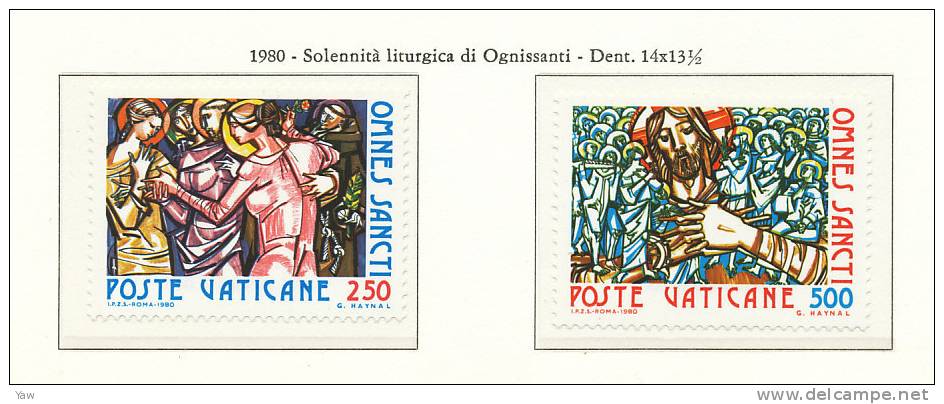 VATICANO 1980  SOLENNITÀ LITURGICA DI OGNISSANTI "LA TOUSSAINT". SERIE COMPLETA MNH** - Ungebraucht