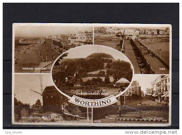 UK WORTHING Multivue, Salvinton Windmill, Marine Parade, Pier, South Street, Vue Générale, Ed ? 6778, CPSM 9x14, 1953 - Worthing