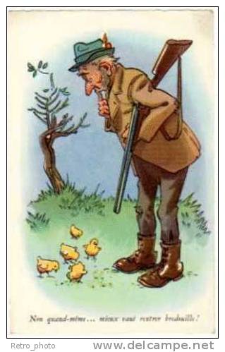 CPsm Humour, Chasse, Chasseur, Fusil, Poussins - Contemporain (à Partir De 1950)