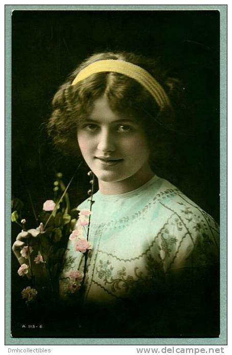 Beautiful British Girl Ca. 1905 Hand Colored Rotary Photographic Co. Real Photo Postcard (I-77) - Photographs