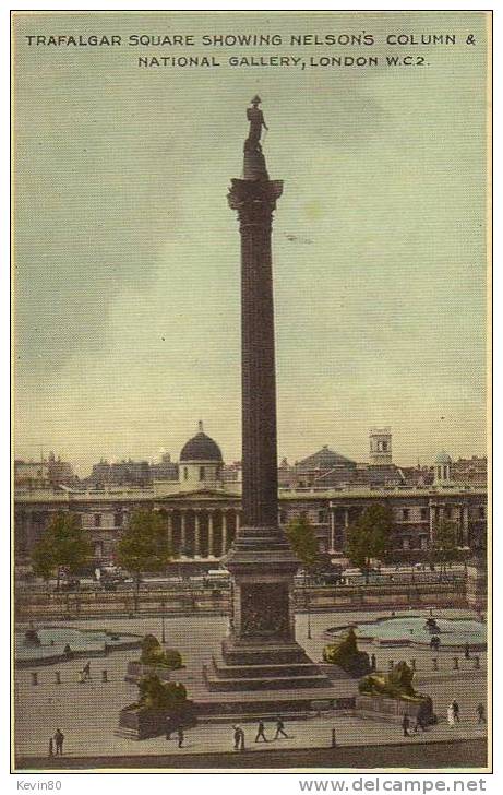 ROYAUME-UNI LONDON Trafalgar Square Showing Nelson's Column & National Gallery Cpa Animée Couleur - Trafalgar Square