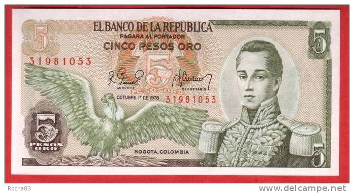 BILLET - COLOMBIE - 5 Pesos Oro Du 01 10 1978 - Pick 406c - Colombie