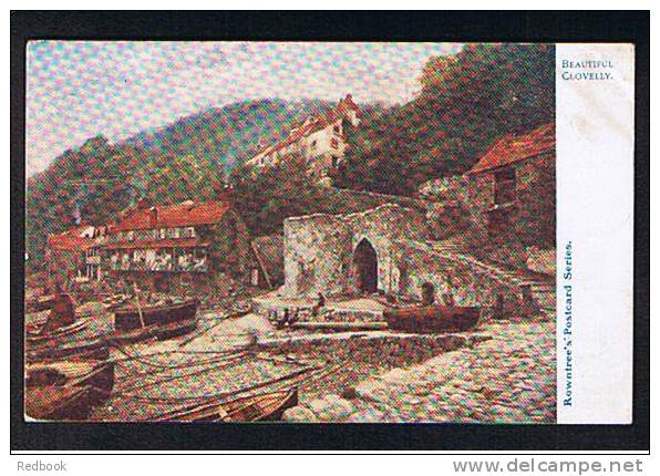 Early Rowntree's Postcard Beautiful Clovelly Harbour Devon  - Ref 219 - Clovelly