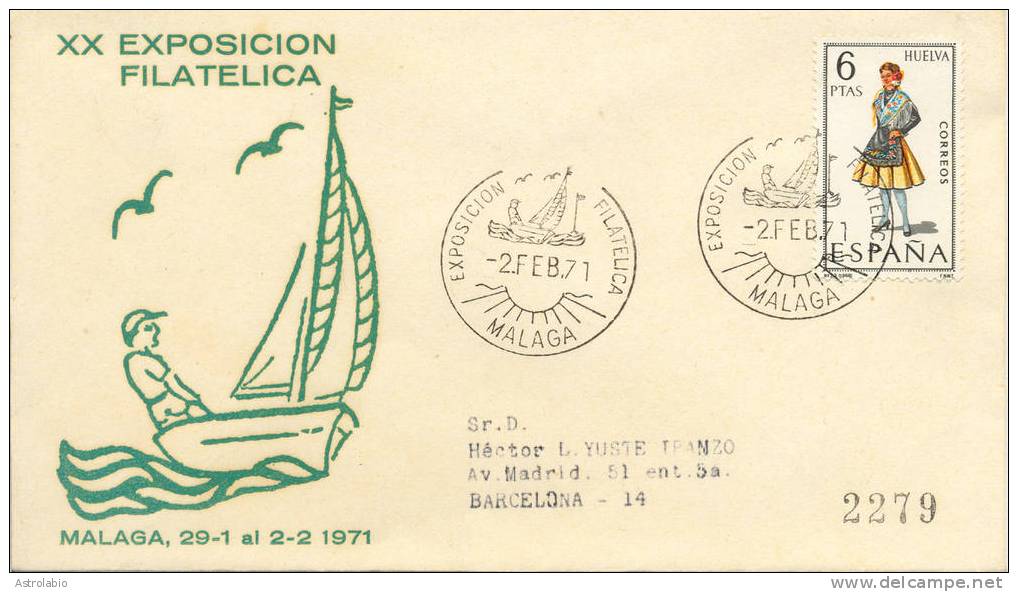 Málaga, Expo. Phila. 1971 Obliteration, Recommande Espagne - Maschinenstempel (EMA)