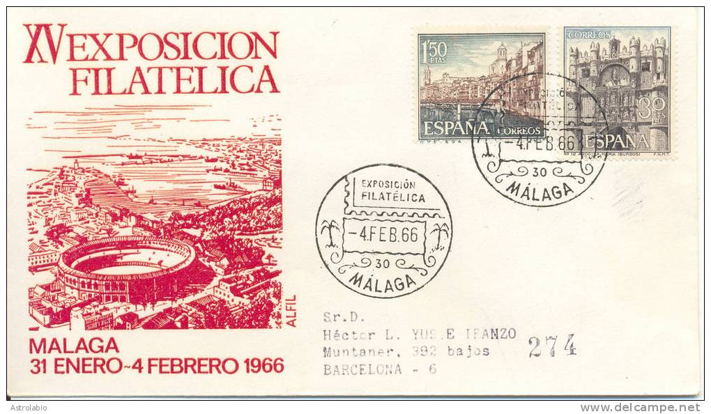 Málaga Expo. Phila.1966 Obliteration, Recommande Espagne - Macchine Per Obliterare (EMA)