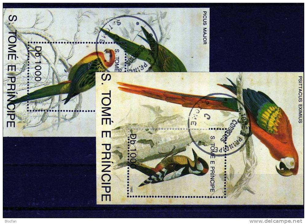 Vögel Buntspecht Papagei WWF 1992 St.Thomas-/Prinzen-Insel Block 285 Plus 286 O 22€ Bird Bloc Fauns Sheet Of Sao Tome - Perroquets & Tropicaux