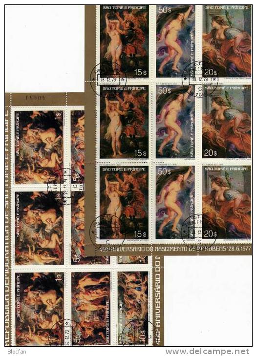 Gemälde 400. GT Des Maler Rubens 1977 St.Thomas-/Prinzen-Insel 455/7 Plus 2x9-KB O 64€ Art Painting Sheetlet Of Sao Tome - Nudes