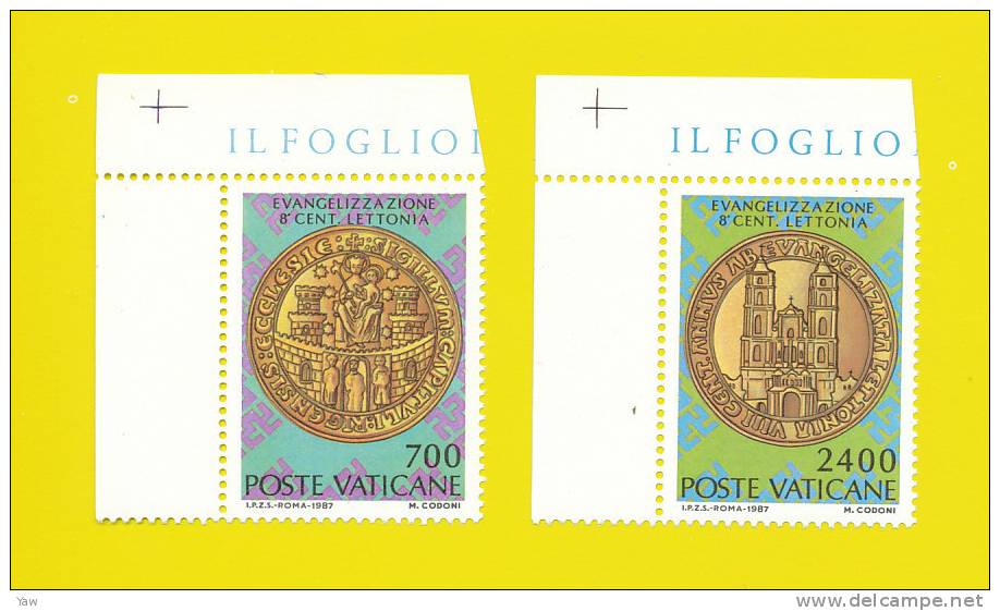 VATICANO 1987  8° CENTENARIO DELLA EVANGELIZZAZIONE DELLA LETTONIA SERIE COMPLETA MNH** - Neufs