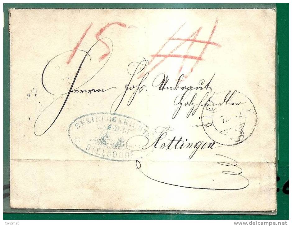 NICE 1872 HAND MADE COVER From DIEKSDORF To NOTTINGEN - Transit ZURICH, NEUMUNSTER - Complete Little Letter Inside - ...-1845 Prephilately