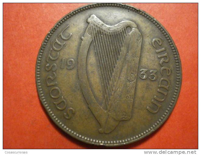 2674 IRELAND EIRE IRLANDA  1/2 PENNY  GALLINA POULE ANIMAL      AÑO / YEAR  1933  VF- - Irlande