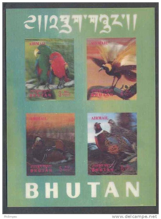 BHUTAN - BIRDS SUPER SET    SHEETLETS 3 D-STAMPS - NEVER HINGED! - Bhutan