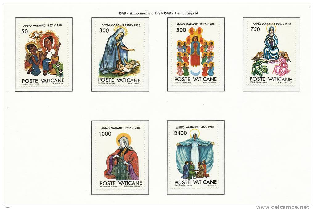 VATICANO 1988  ANNO MARIANO 1987-1988. SERIE COMPLETA  MNH** - Neufs