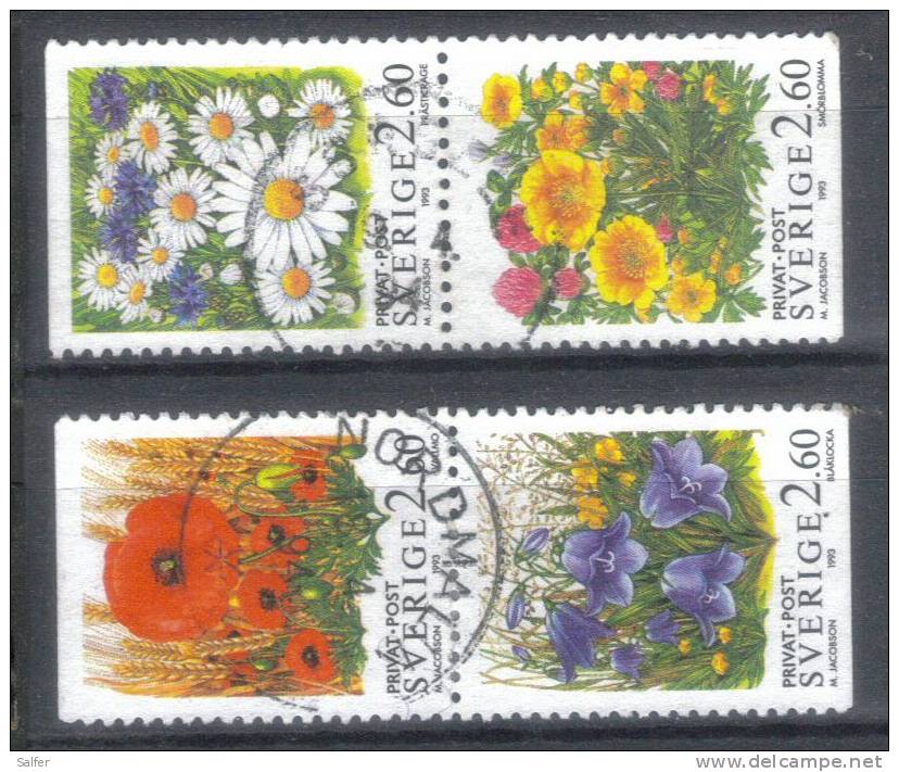 SCHWEDEN  1993  Blumen Feld  Gestempelt - Gebruikt