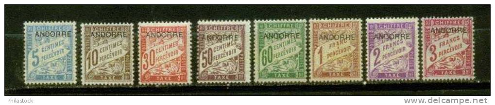 ANDORRE TAXE N° 1 à 8 ** - Unused Stamps