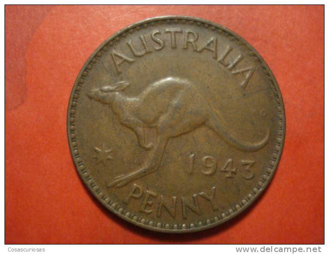 2748 AUSTRALIA  ONE PENNY   GEORGE V   CANGOO CANGURO ANIMAL  AÑO / YEAR  1943      XF - Penny