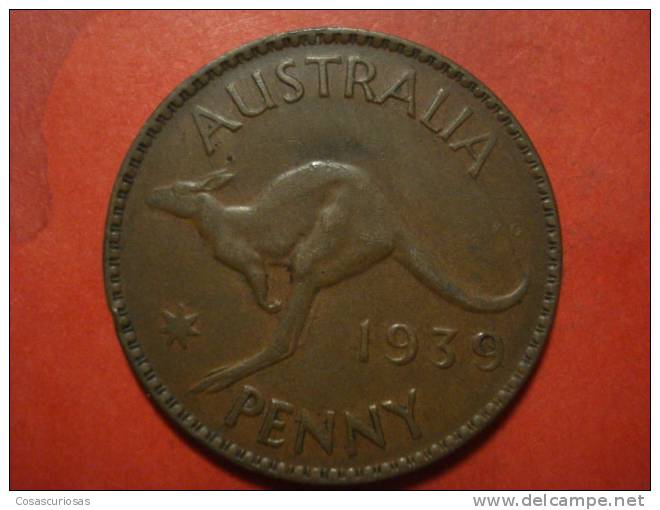 2752 AUSTRALIA  ONE PENNY   GEORGE V   CANGOO CANGURO ANIMAL  AÑO / YEAR  1939   XF - Penny