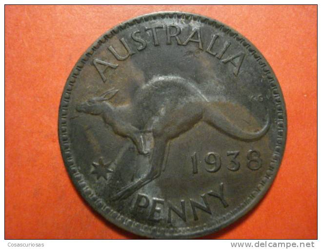 2756 AUSTRALIA  ONE PENNY   GEORGE VI  CANGOO CANGURO ANIMAL     AÑO / YEAR  1938   XF - Penny