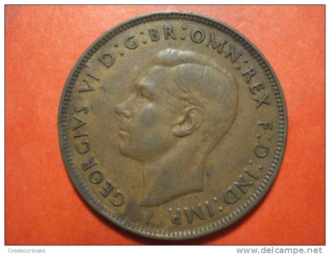 2756 AUSTRALIA  ONE PENNY   GEORGE VI  CANGOO CANGURO ANIMAL     AÑO / YEAR  1938   XF - Penny