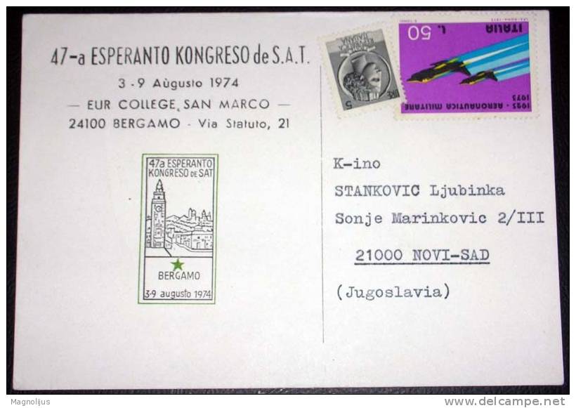 Italy,Bergamo,Esperanto,C Ongress,Event Sign,Invitation Card,postcard - Esperanto