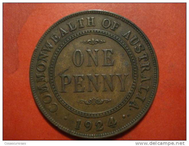 2758 AUSTRALIA  ONE PENNY   GEORGE VI  CANGOO CANGURO ANIMAL     AÑO / YEAR  1924   XF - Penny