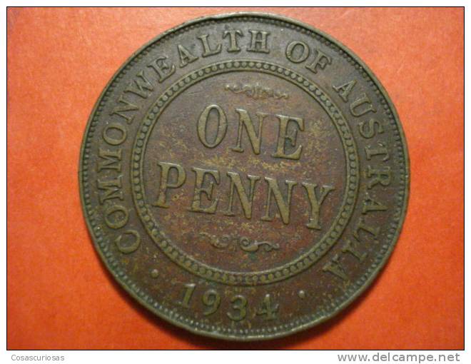 2760 AUSTRALIA  ONE PENNY   GEORGE V       AÑO / YEAR  1934   VF- - Penny