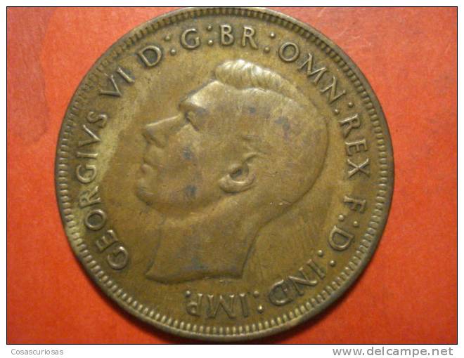 2764 AUSTRALIA  ONE PENNY   GEORGE VI  CANGOO CANGURO ANIMAL       AÑO / YEAR  1940  KG   XF - Penny