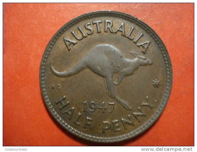 2768 AUSTRALIA   HALF  PENNY   GEORGE VI    CANGOO CANGURO ANIMAL   AÑO / YEAR  1947   XF - Penny