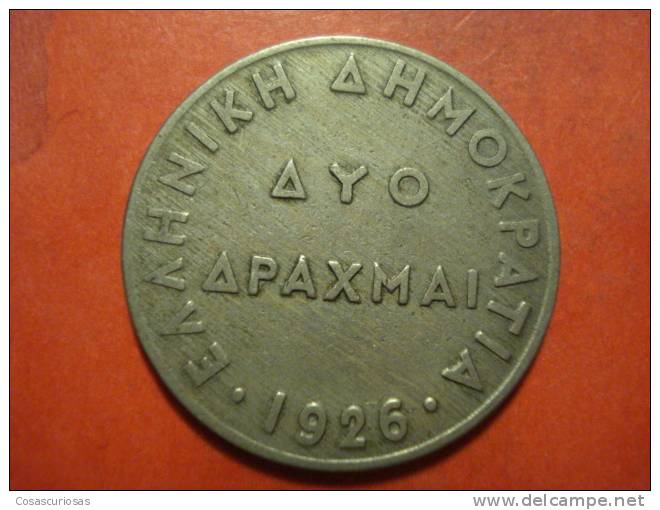 2792 GREECE GRECIA HELLAS  DOS DRACMAS      AÑO / YEAR  1926  VF++ - Grecia