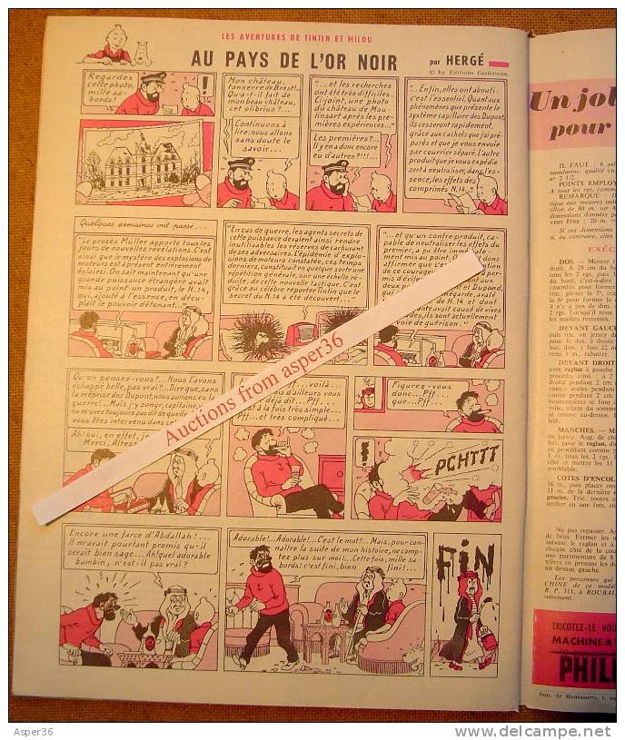 Magazine "L'Echo De La Mode" Avec 1 Page De Tintin 1959 Kuifje, Page De La FIN - Tintin