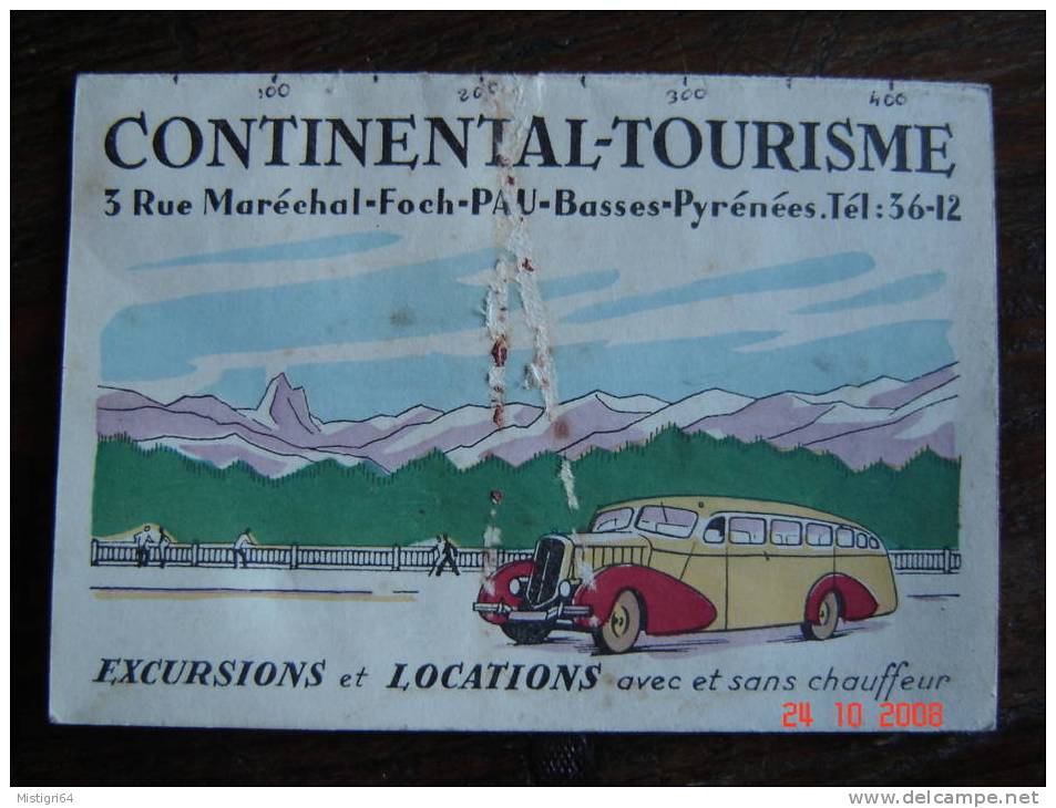 LIVRET PUBLICITAIRE AVEC CALENDRIER 1951 : CONTINENTAL TOURISME - A4 - Other & Unclassified