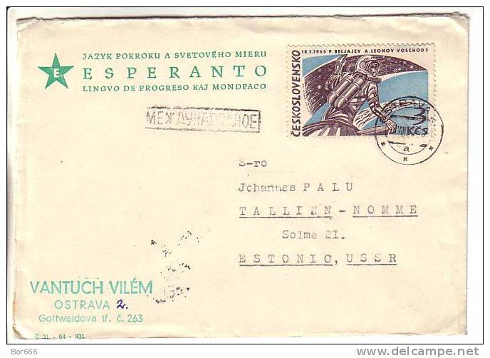 GOOD ESPERANTO Cover CZECHOSLOVAKIA To ESTONIA 1965 - Nice Stamped: Space - Esperanto