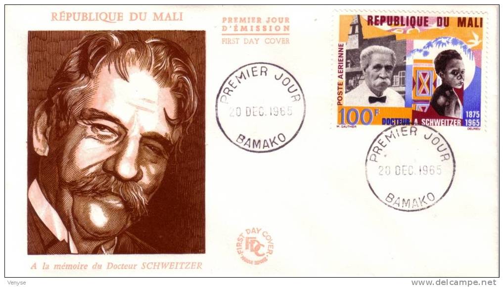 FDC MALI ¤ DOCTEUR Albert SCHWEITZER 1965 - Albert Schweitzer