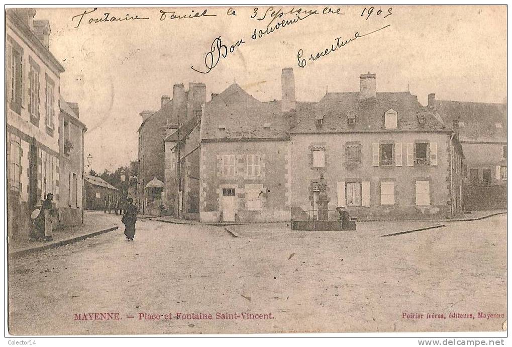 MAYENNE PLACE ET FONTAINE ST VINCENT 1905 - Mayenne