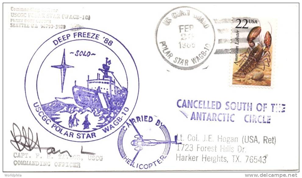 Helicopter USA Signed "Polar Star" "DEEP FREEZE '88" Cacheted Cover 1988 - Helicopters