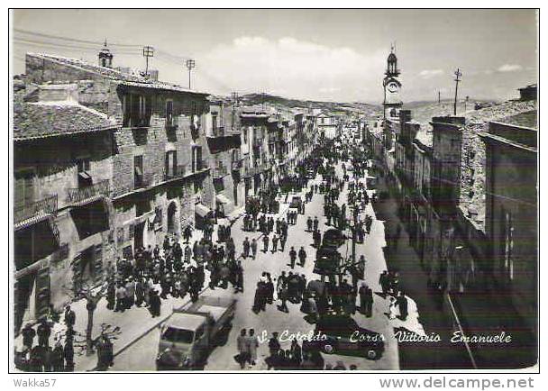 C593- SAN CATALDO CORSO VITTORIO EMENUELE MOVIMENTATA CALTANISSETTA ITALY - Caltanissetta