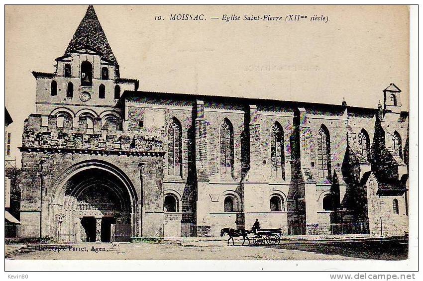 82 MOISSAC Eglise Saint Pierre (XIIé Siécle) Cpa Animée - Moissac