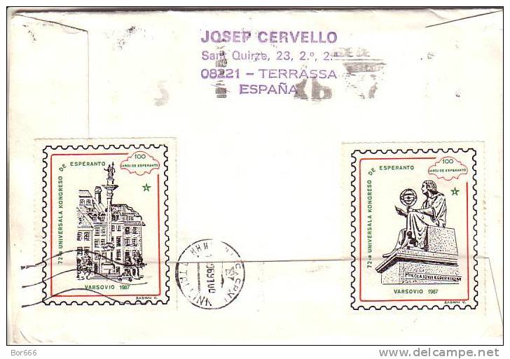 GOOD ESPERANTO Cover SPAIN To ESTONIA 1991 - Nice Stamped - Esperanto