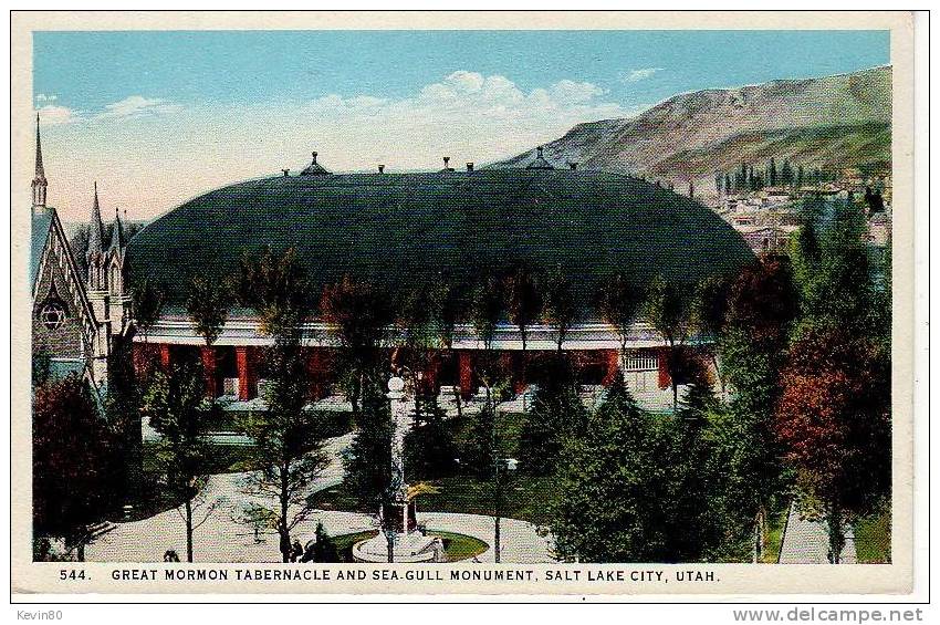 ETATS UNIS Great Mormon Tabernacle And Sea Gull Monument Salt Lake City Utah Cpa Couleur - Salt Lake City