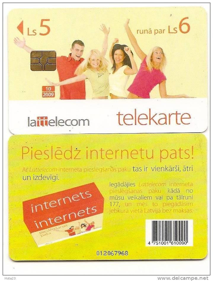 Latvia - 2008 Women And Partner - Internet Chip Phonecard - 5 Ls Big Value Small Print Used - Lettonia