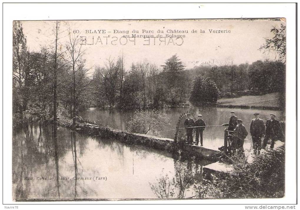 81 Cpa CARMAUX  Pêcheurs à L´étang Du Château De La Verrerie Au Marquis De Solages - Carmaux