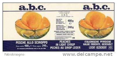 ABC Peaches (Pesche) - NUOVA (best Before End 1986) ** - Frutas Y Legumbres
