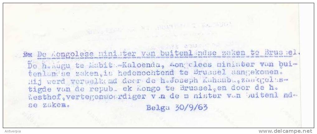 CONGO De Kongolese Minister MABITA-KALOENDA Te Brussel Ontvangen Door Westhof (echte Persfoto 1963) Belgapress - Altri & Non Classificati