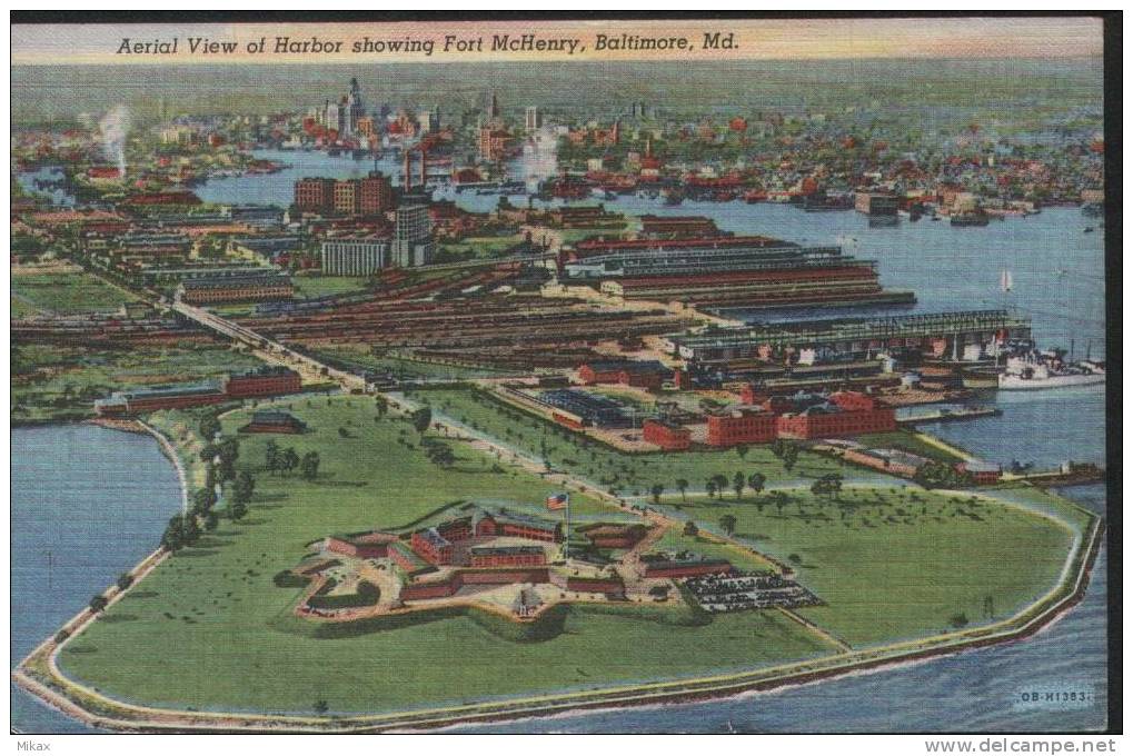 Aerial View Of Harbor Showing Fort McHenry - Baltimore, Md. - Baltimore